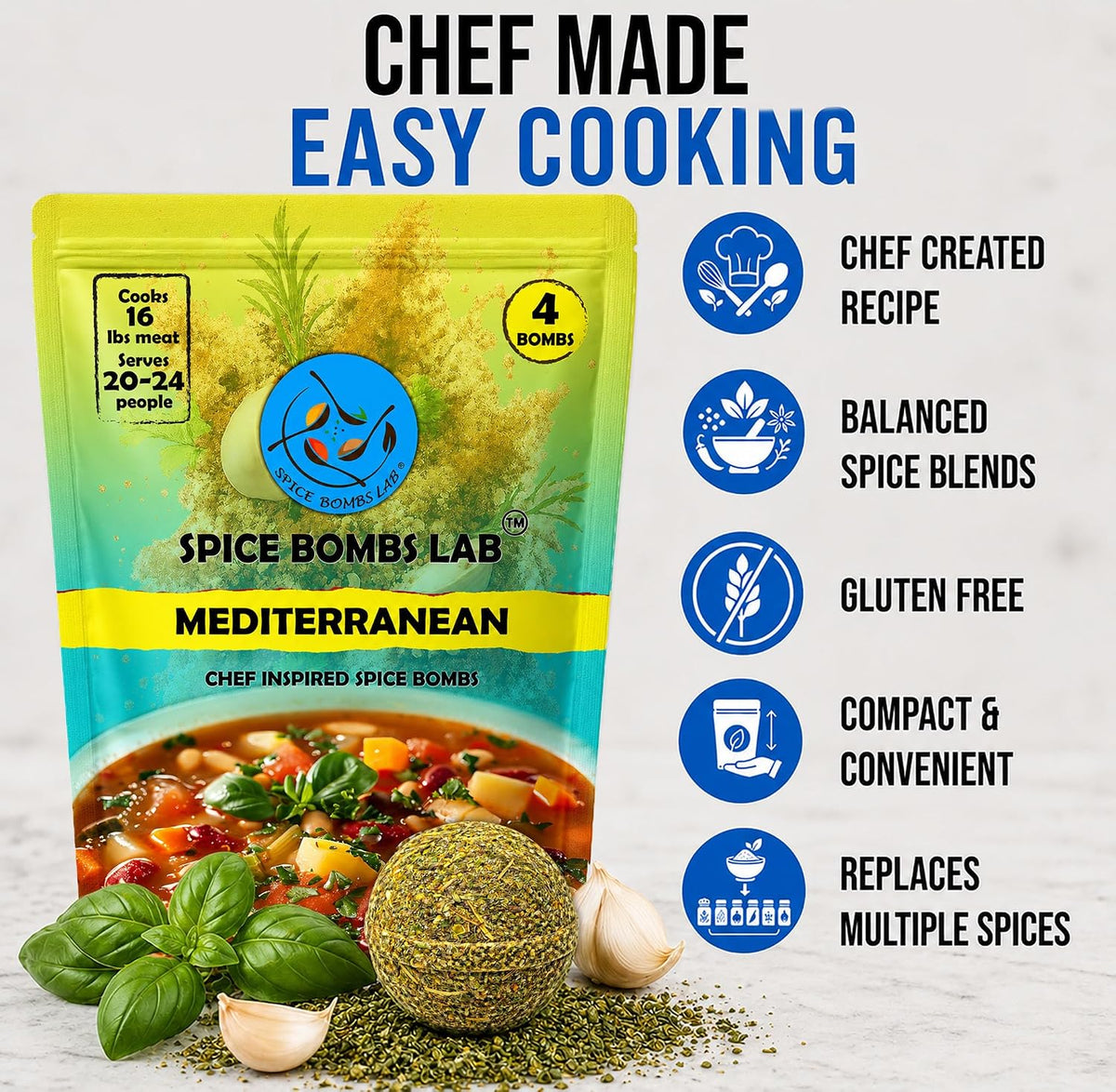 Spice Bombs 4 Pack Mediterranean  Seasoning by Spice Bombs Lab