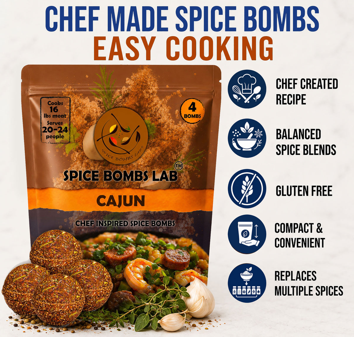 Spice Bombs 4 Pack Cajun Seasoning by Spice Bombs Lab