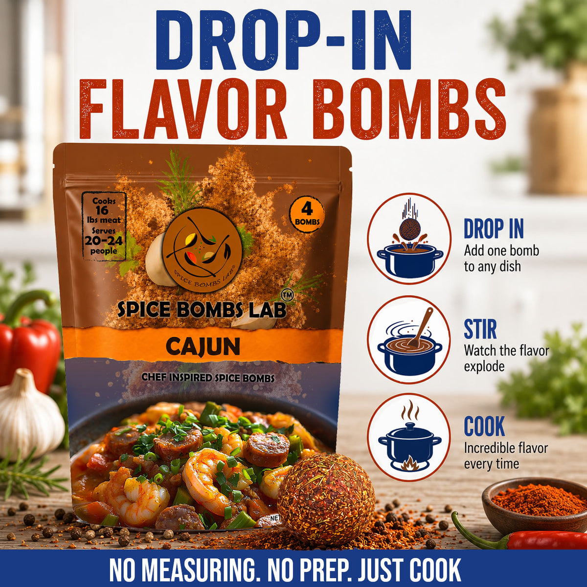 Spice Bombs 4 Pack Cajun Seasoning by Spice Bombs Lab