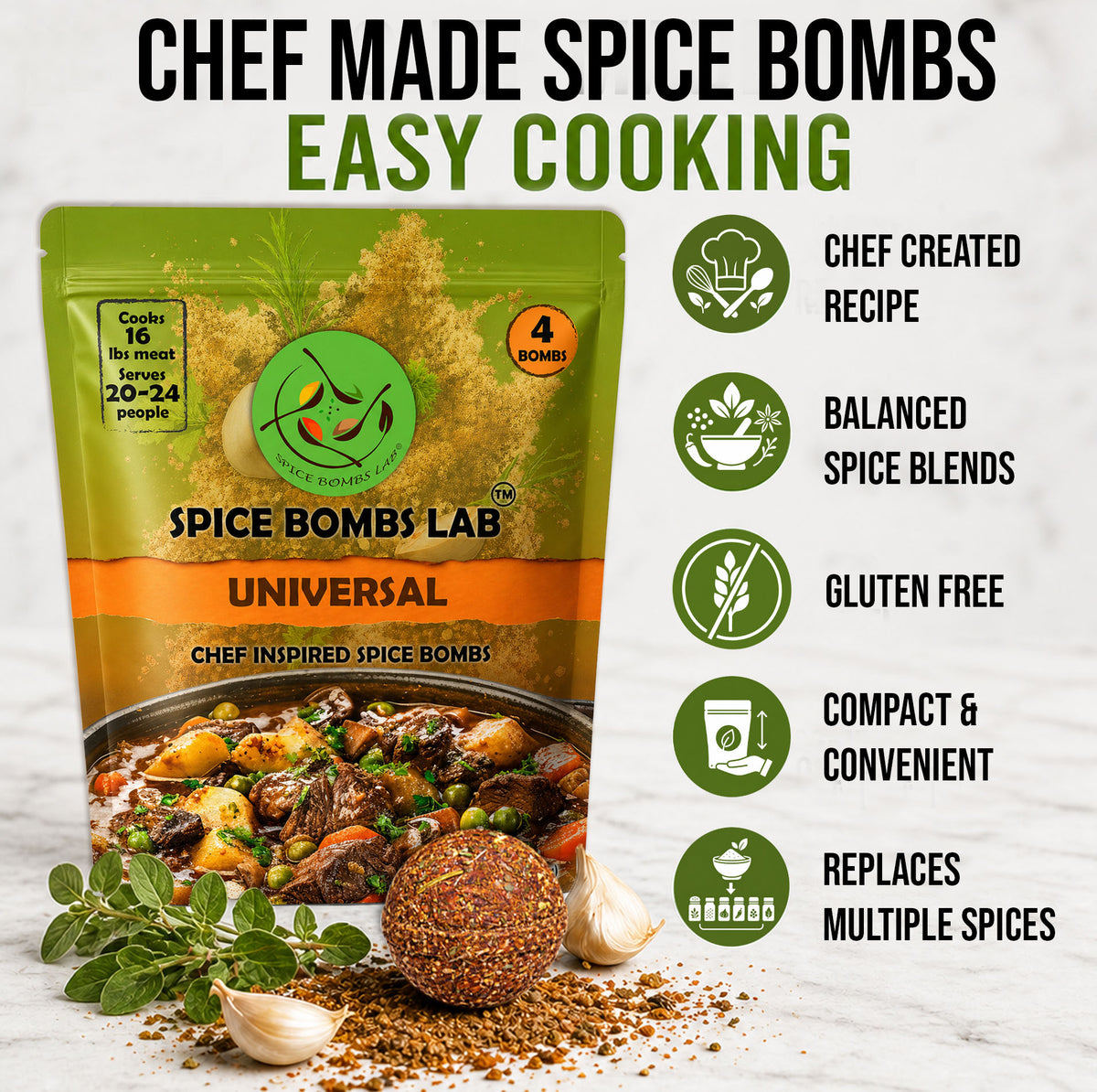 Spice Bombs 4 Pack Universal Seasoning by Spice Bombs Lab